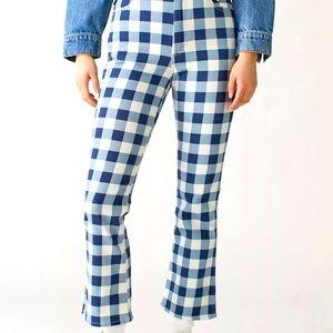 Wrangler Jeans Women 26 Wrock 672 Gingham Blue Checkered Flare Pants